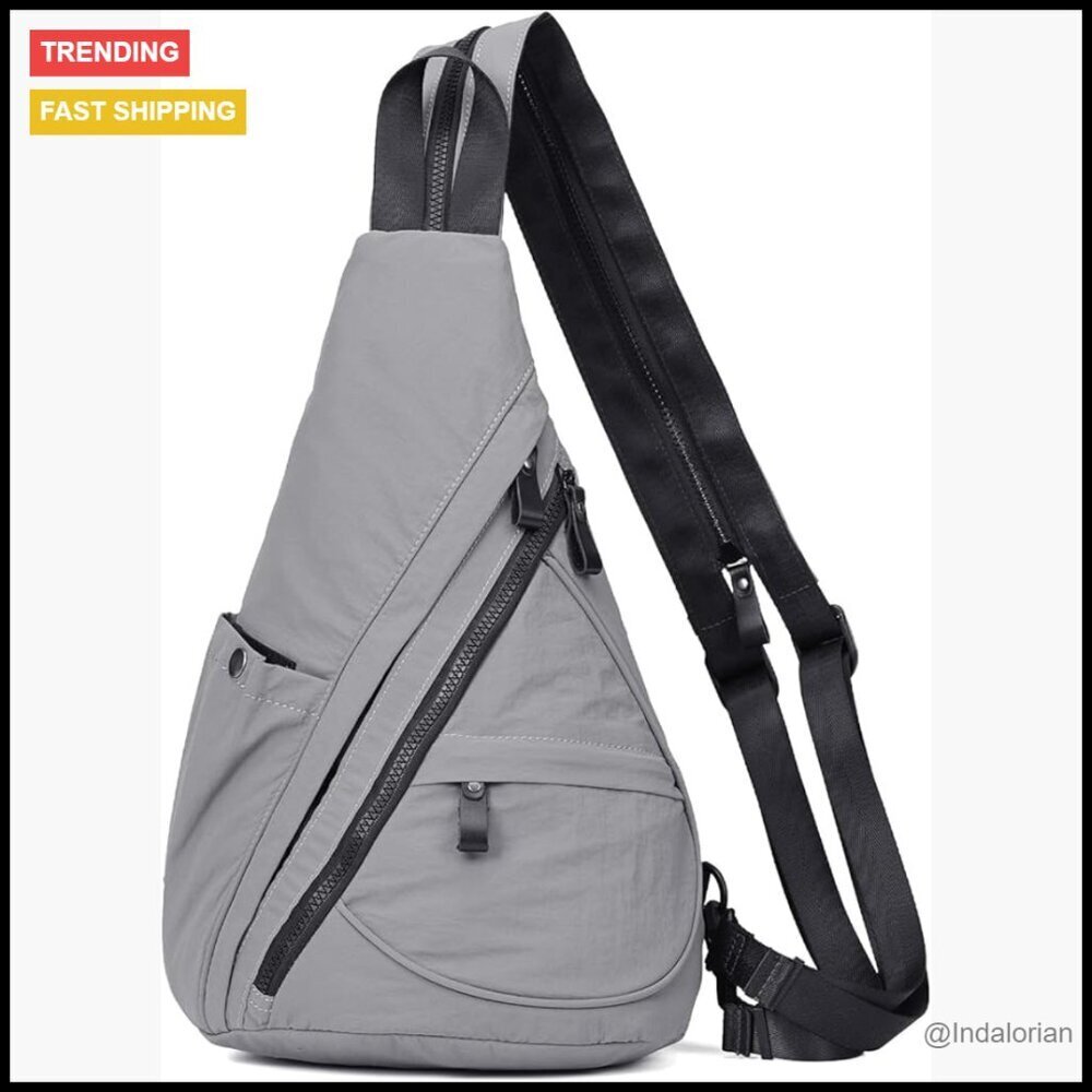 Nylon Sling Backpack Adjustable Daypack Crossbody Travel Hiking Unisex Minimal